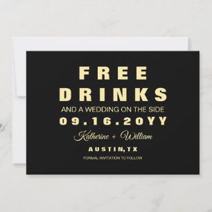 Lustige freie Getränk-schwarze Foto-Save the Date Save The Date