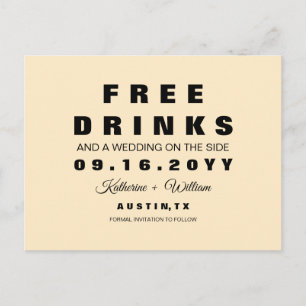 Lustige freie Getränke, die Save the Date Wedding Ankündigungspostkarte