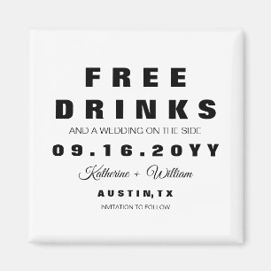 Lustige freie Schwarzweiss-Getränke Save the Date Magnet