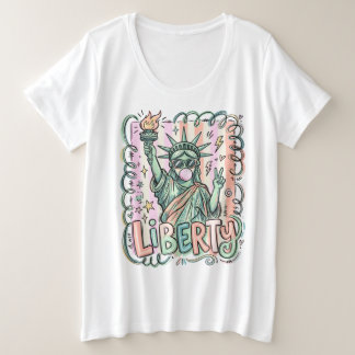 Lustige Freiheitsstatue-Bubble-Gum-patriotisches D Große Größe T-Shirt