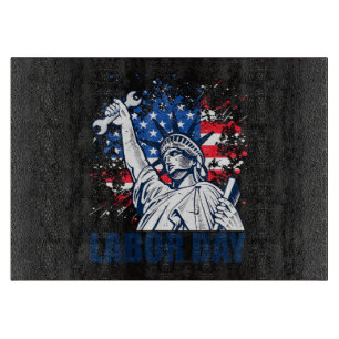 Lustige Freiheitsstatue USA-Flagge Labor Day Patri Schneidebrett