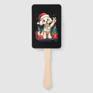 Lustige Friedenshand Pudel Weihnachtslichter Damen Fächer
