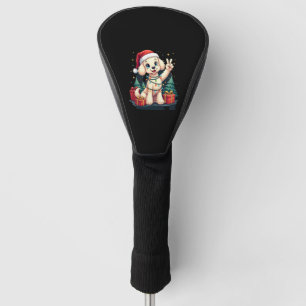 Lustige Friedenshand Pudel Weihnachtslichter Damen Golf Headcover