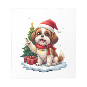 Lustige Friedenshand Shih Tzu Weihnachtslichter Da Notizblock