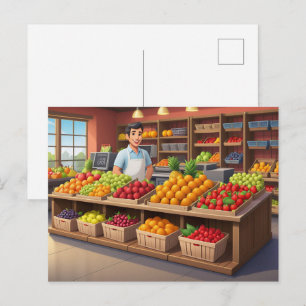 Lustige frische Obstverkäufer für jeden Zweck  Postkarte
