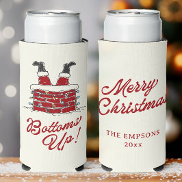 Lustige Frohe Weihnachten Santa Bottoms Up Freunds Selters Dosenkühler