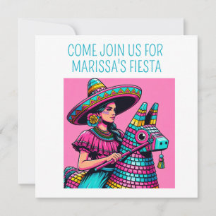 Lustige Fröhliche Fiesta Piñata Bunte Pop-Art Einladung