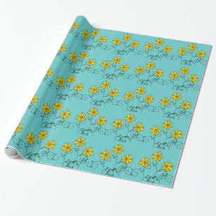 Lustige Fröhliche Gelbe Blumen Doodle-Kunst Geschenkpapier