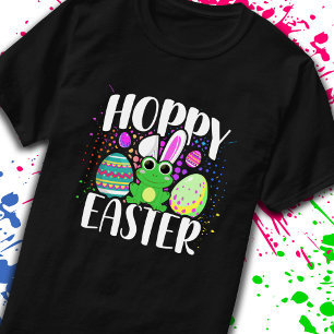 Lustige Fröhliche Hoppelnde Ostereier Süße Frosch T-Shirt
