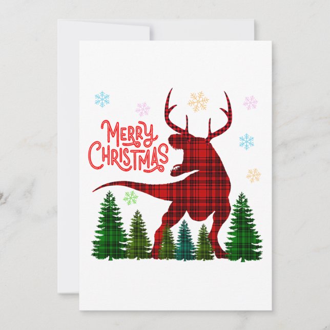 lustige fröhliche Weihnachten Dinosaurier Hirsch K Einladung (Vorderseite)