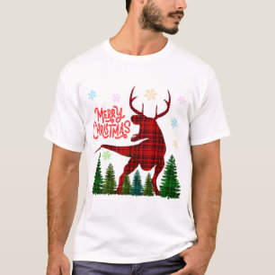 lustige fröhliche Weihnachten Dinosaurier Hirsch K T-Shirt