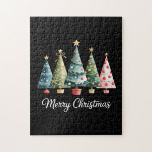 Lustige Fröhliche Weihnachtsbäume Bogen Santa Fami