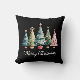 Lustige Fröhliche Weihnachtsbäume Bogen Santa Fami Kissen