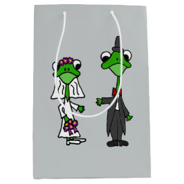 Lustige Frosch-Braut-und Bräutigam-Geschenk-Tasche Mittlere Geschenktüte