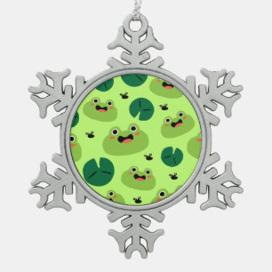 Lustige Frösche Schneeflocken Zinn-Ornament