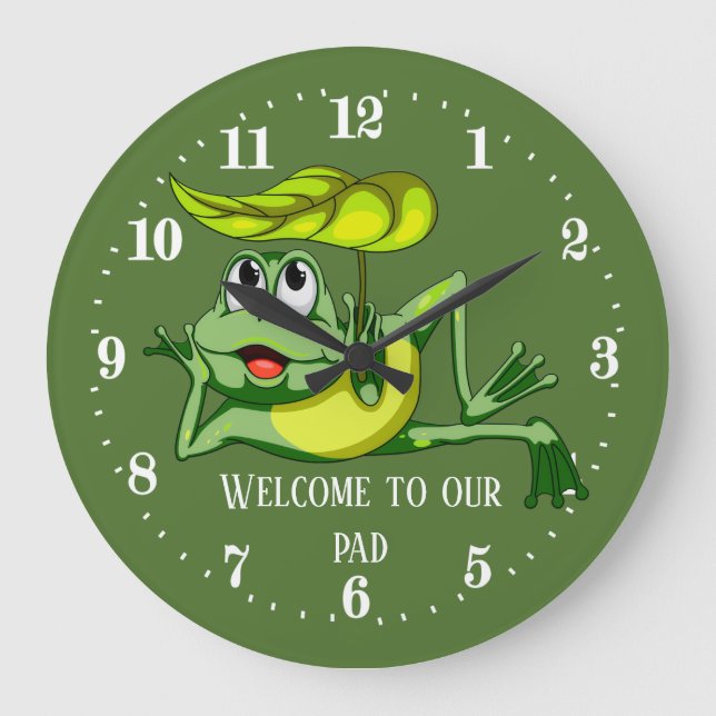 lustige Froschliebhaber willkommen Große Wanduhr (Vorderseite)