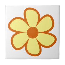 Lustige funky 60er 70er Retro-Blumen-Keramikfliese