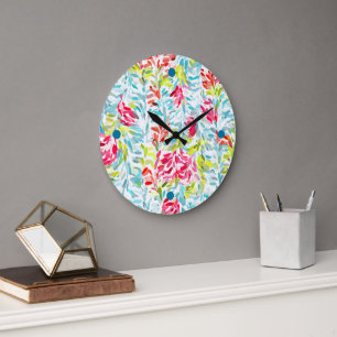 Lustige funky Sommerfarben Farbspritzer Kunst Große Wanduhr