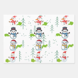 Lustige Furz-Schneemänner Weihnachten Geschenkpapier Set