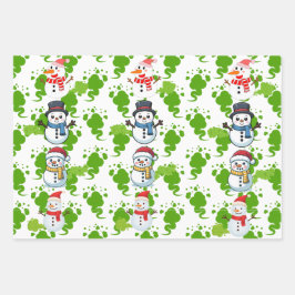 Lustige Furz-Schneemänner Weihnachten Geschenkpapier Set