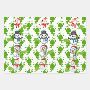 Lustige Furz-Schneemänner Weihnachten Geschenkpapier Set
