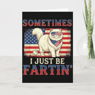 Lustige furzende Katze amerikanische Flagge Retro Karte