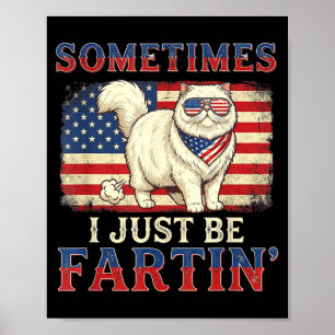 Lustige furzende Katze amerikanische Flagge Retro  Poster