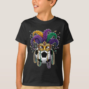 Lustige Fußball-Mardi-Gras-Maske-Perlen für Frauen T-Shirt