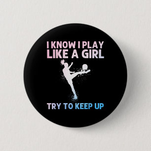 Lustige Fußballkunst für Frauen Mädchen Fußballspi Button