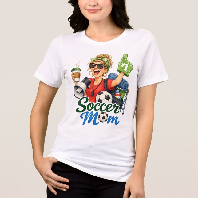 Lustige Fußballmutter  Tri-Blend Shirt (Vorderseite)