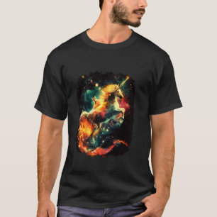 Lustige Galaxie mit Katze auf Einhorn T-Shirt