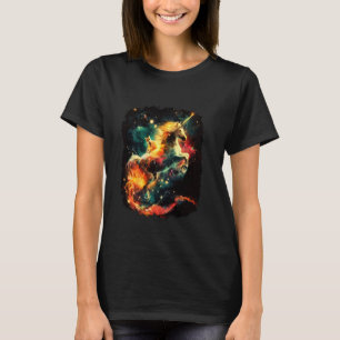 Lustige Galaxie mit Katze auf Einhorn T-Shirt
