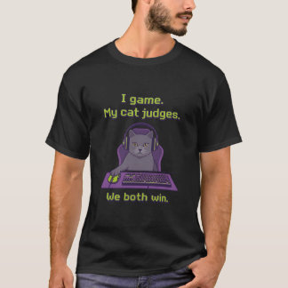 Lustige Gamer-Katze bewertet PC-Setup-Mauspad T-Shirt