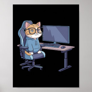 Lustige Gamer-Katzen-Gruppe-Meme  Poster