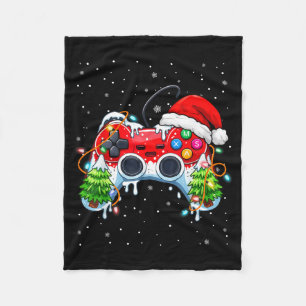 Lustige Gamer-Weihnachten-Santa-Hut-Videospiel-Ste Fleecedecke