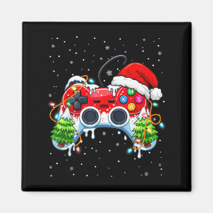 Lustige Gamer-Weihnachten-Santa-Hut-Videospiel-Ste Magnet