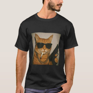 Lustige Gangster-Katze raucht Gen Z Retro-Meme-Kat T-Shirt