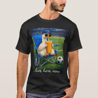 Lustige Gans Fußball Ich Lebe Hier Jetzt T-Shirt