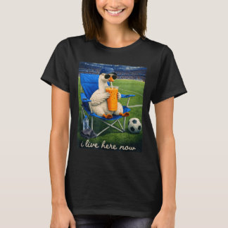 Lustige Gans Fußball Ich Lebe Hier Jetzt T-Shirt