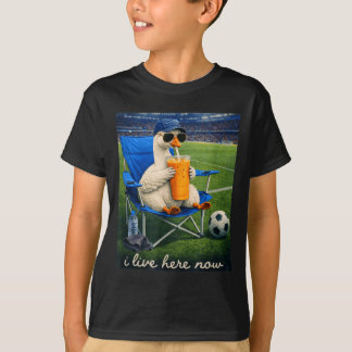 Lustige Gans Fußball Ich Lebe Hier Jetzt T-Shirt
