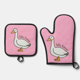 Lustige Gans, Gansliebhaber, Dumme Gans Ofenhandschuh & Topflappen-Set