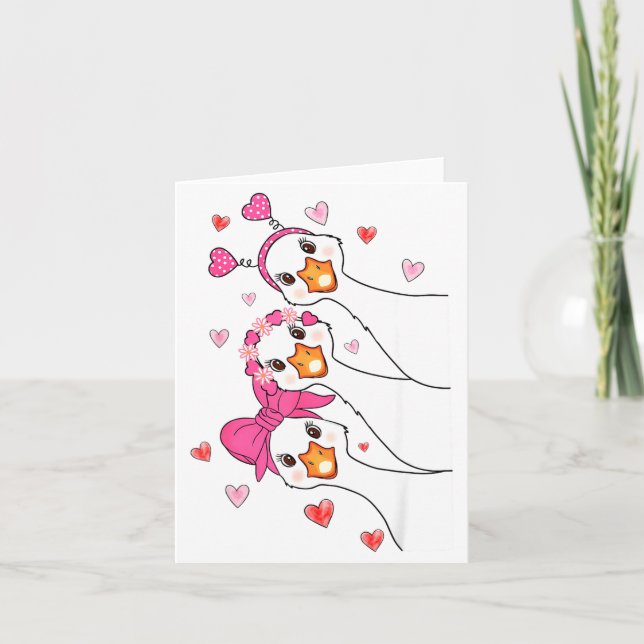 Lustige Gans Glückliche Valentinsgans Süße Herzlie Karte (Vorderseite)