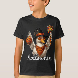 Lustige Gans Halloween Hexe Kürbis Geist Gans T-Shirt