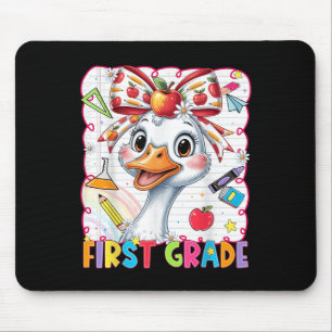 Lustige Gans Kokette Schleife Erste Klasse Zurück Mousepad