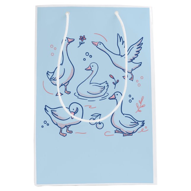 Lustige Gans-Muster Mittlere Geschenktüte (Vorderseite)