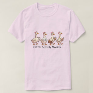 Lustige Gänse-Truppe bricht auf, um aktiv zu überw T-Shirt
