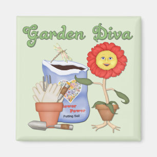 Lustige Garten-Diva Magnet