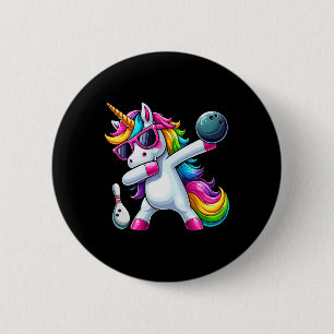 Lustige Geburtstagsmädchen Dabbing Bowling Einhorn Button