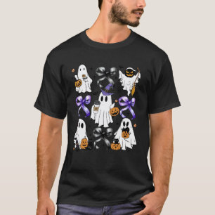 Lustige Geister Hexe Kokette Bögen Kürbis Katzenli T-Shirt