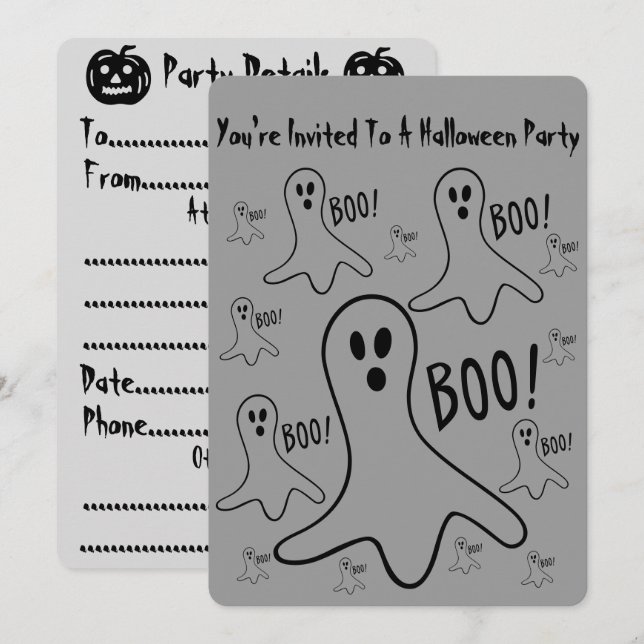 lustige Geister schreien Boo-Halloween-Party laden Einladung (Vorne/Hinten)